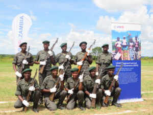 Zambia's first all female unit from Lower Zambezi National Park during the Community Scout Graduation at Chunga Graduation Ceremony, March 2021