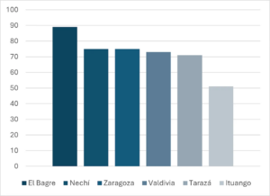 a bar graph detailing the Land Informality Rates in Bajo Cauca (2019)